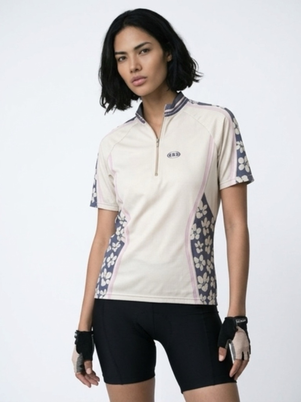 Louis Garneau Women’s Floral Short Sleeve Cycling Jersey 1/4 Zip Size XL